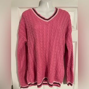 Cable knit cricket V neck sweater size L